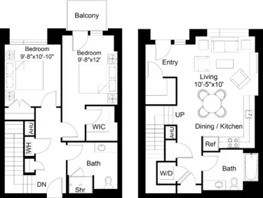 Rendering of the 2 Bed/2 Bath Den-B3D floor plan with 2 bedroom[s] and 2 bathroom[s] at The Laurent