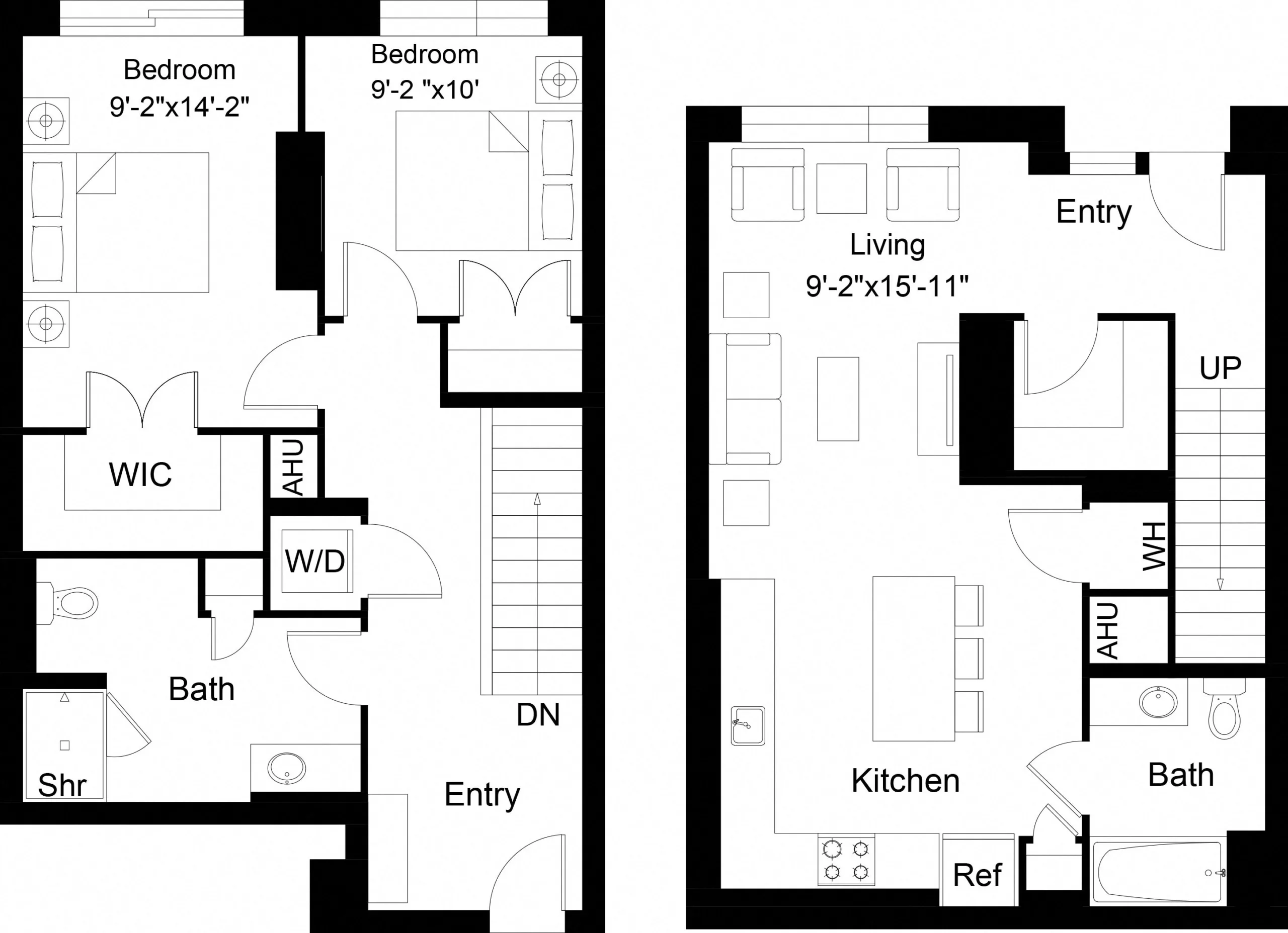 Rendering of the 2 Bed/2 Bath Den-B1D floor plan with 2 bedroom[s] and 2 bathroom[s] at The Laurent