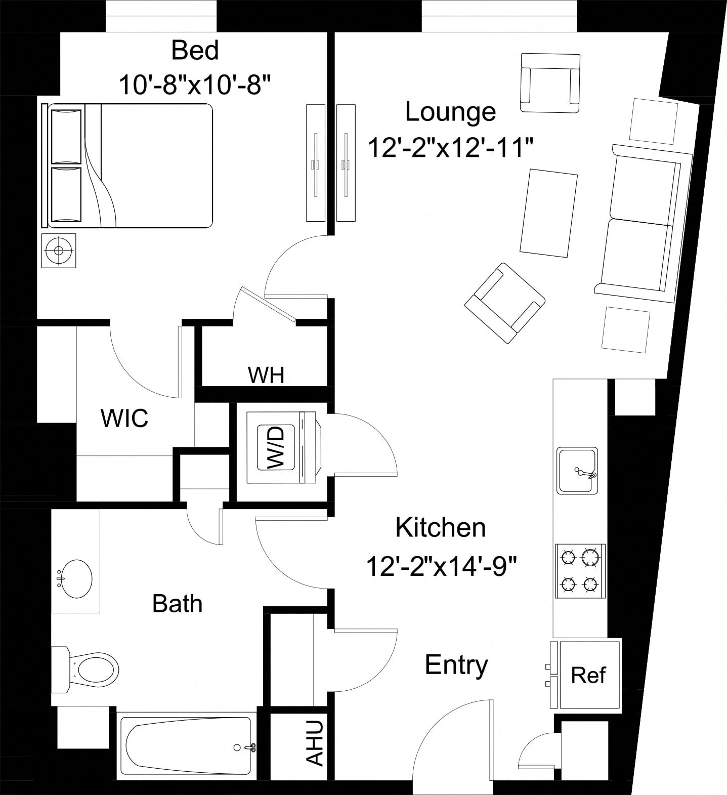 Rendering of the 1 Bed/1 Bath-A29 floor plan with 1 bedroom[s] and 1 bathroom[s] at The Laurent
