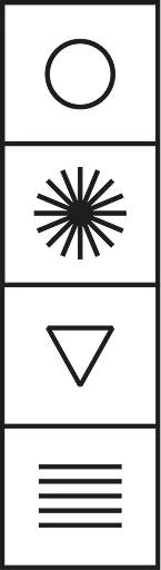 Four minimalist black icons in vertical layout
