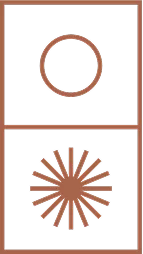 Two minimalist brown icons in vertical layout