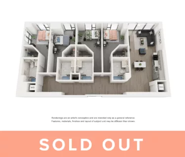 Rendering of the Opal B - 4BR/4BA floor plan with 4 bedroom[s] and 4 bathroom[s] at Lapis