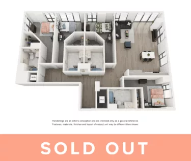 Rendering of the Royal - 4BR/4BA - D4 floor plan with 4 bedroom[s] and 4 bathroom[s] at Lapis