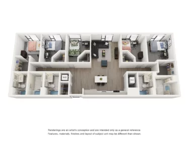 Rendering of the Topaz A - 5BR/5BA floor plan with 5 bedroom[s] and 5 bathroom[s] at Lapis