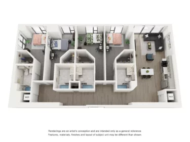 Rendering of the Opal B - 4BR/4BA floor plan with 4 bedroom[s] and 4 bathroom[s] at Lapis