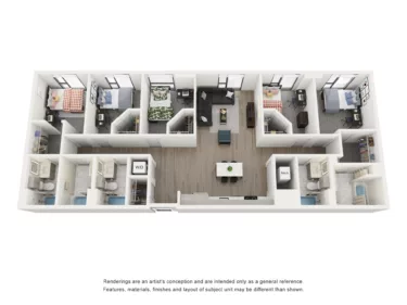 Rendering of the Topaz B - 5BR/5BA floor plan with 5 bedroom[s] and 5 bathroom[s] at Lapis