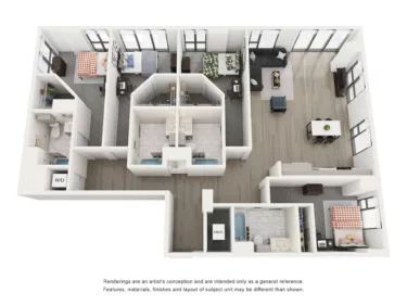Rendering of the Royal - 4BR/4BA - D4 floor plan with 4 bedroom[s] and 4 bathroom[s] at Lapis