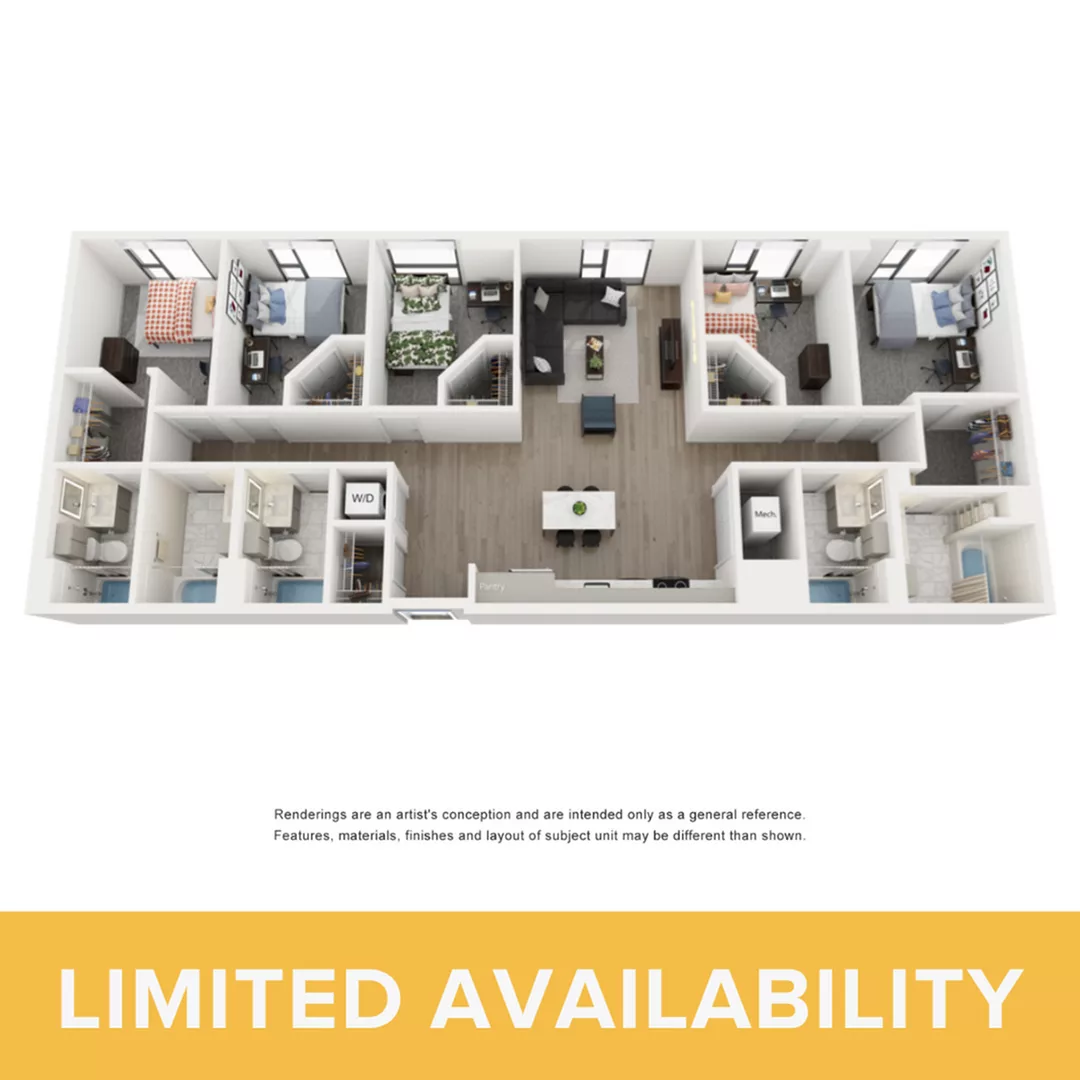 Rendering of the Royal - 4BR/4BA - D4 floor plan with 4 bedroom[s] and 4 bathroom[s] at Lapis