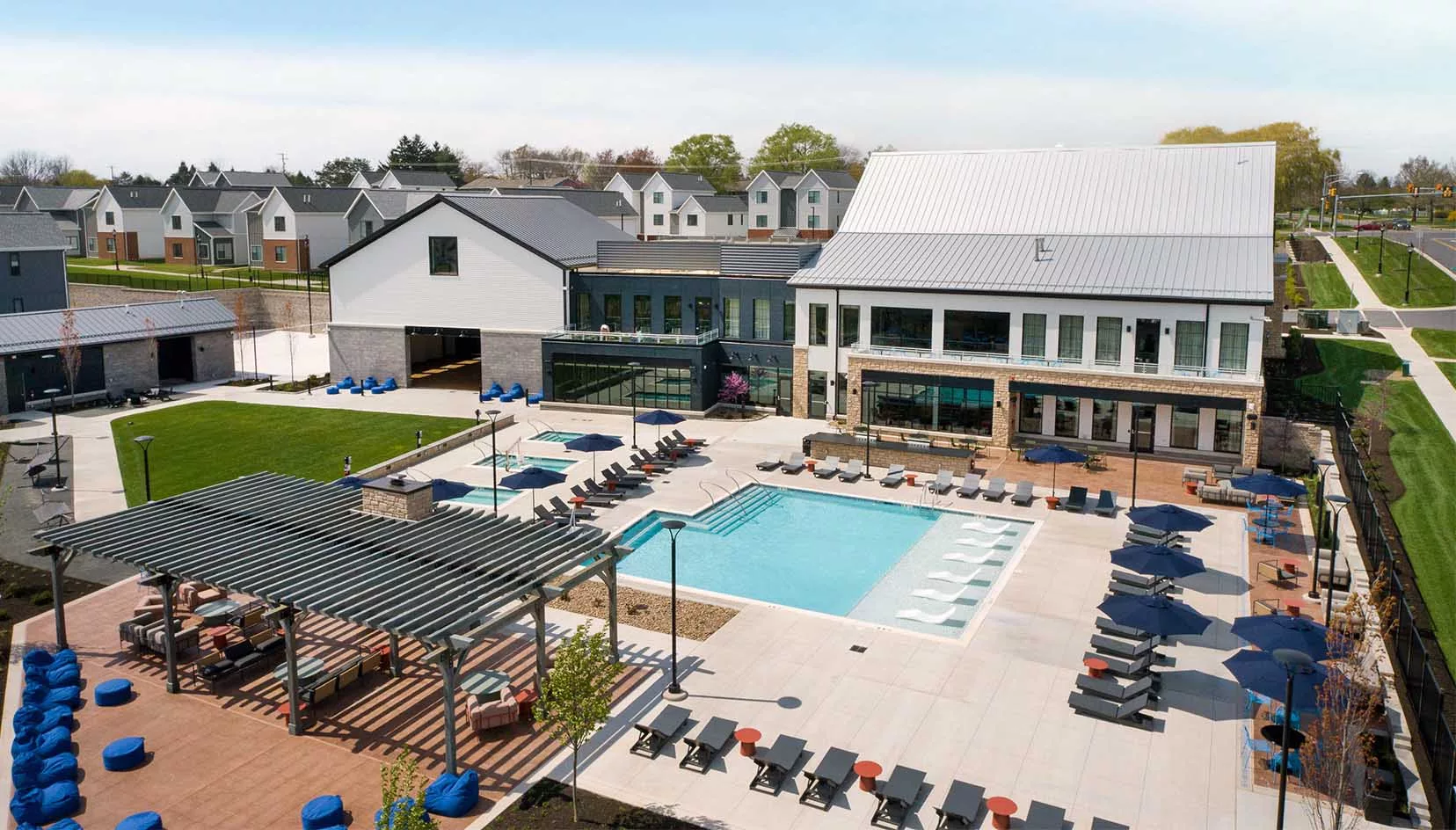 Exterior of clubhouse at The Yards at Old State