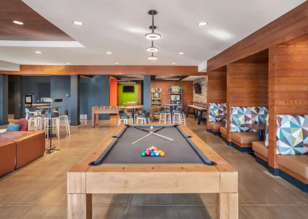 Gaming area in the clubhouse at The Yards at Old State