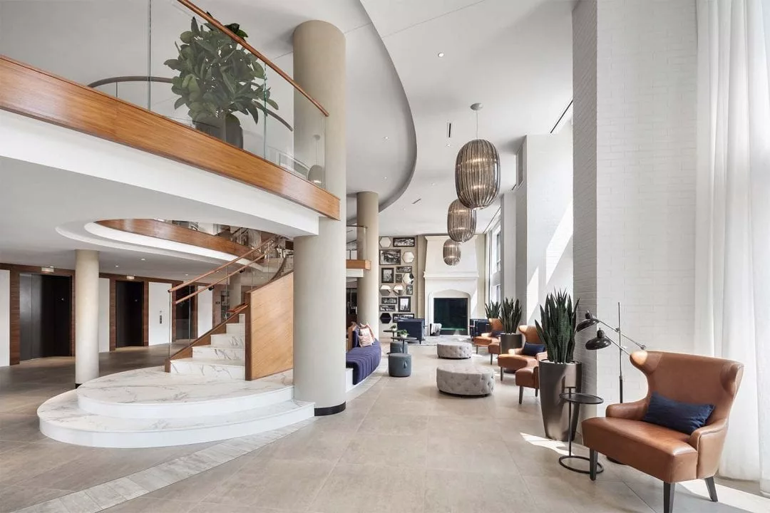 Main lobby with lounging area for residents