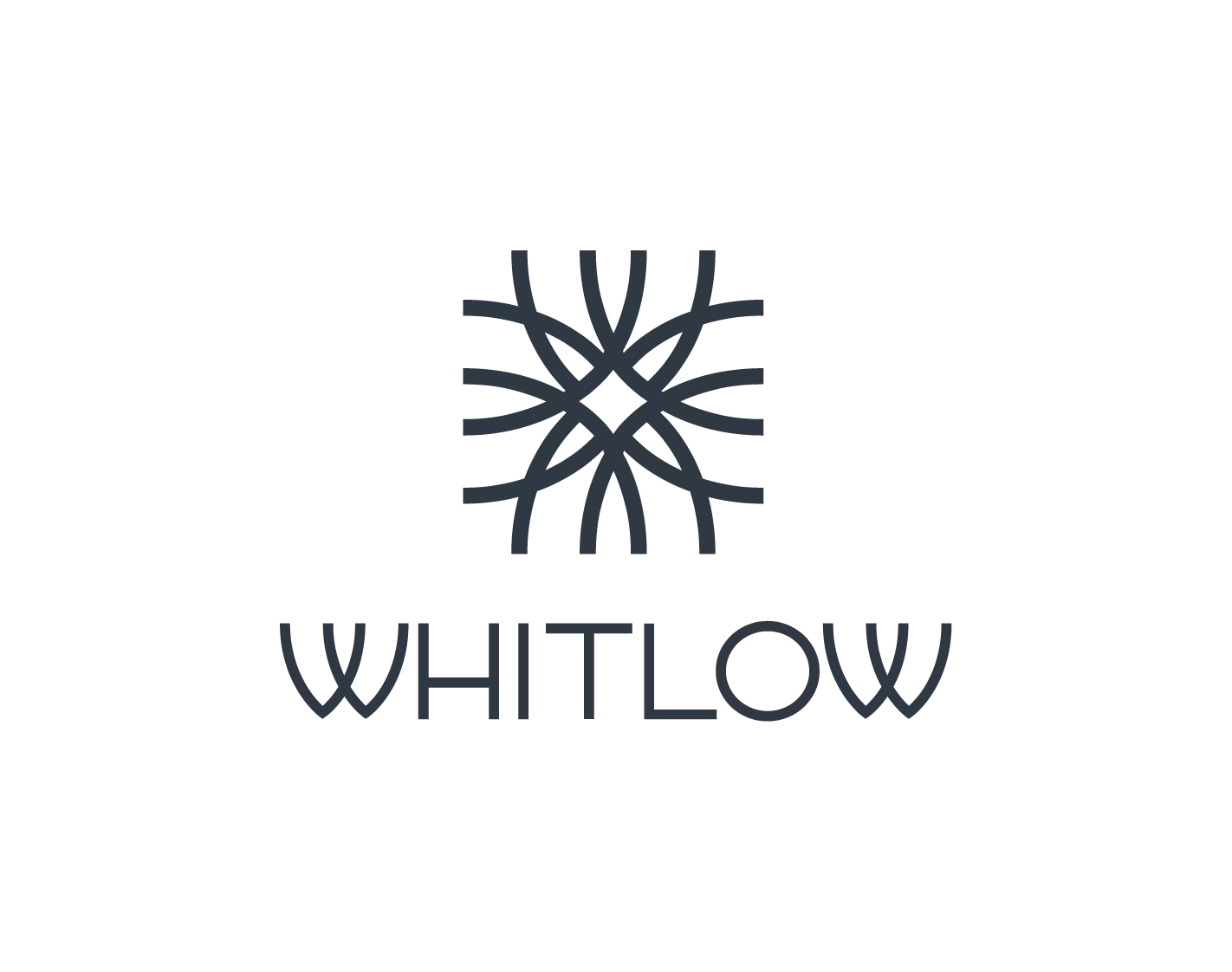 Stylized geometric emblem above the word “WHITLOW” in modern, curved uppercase font.