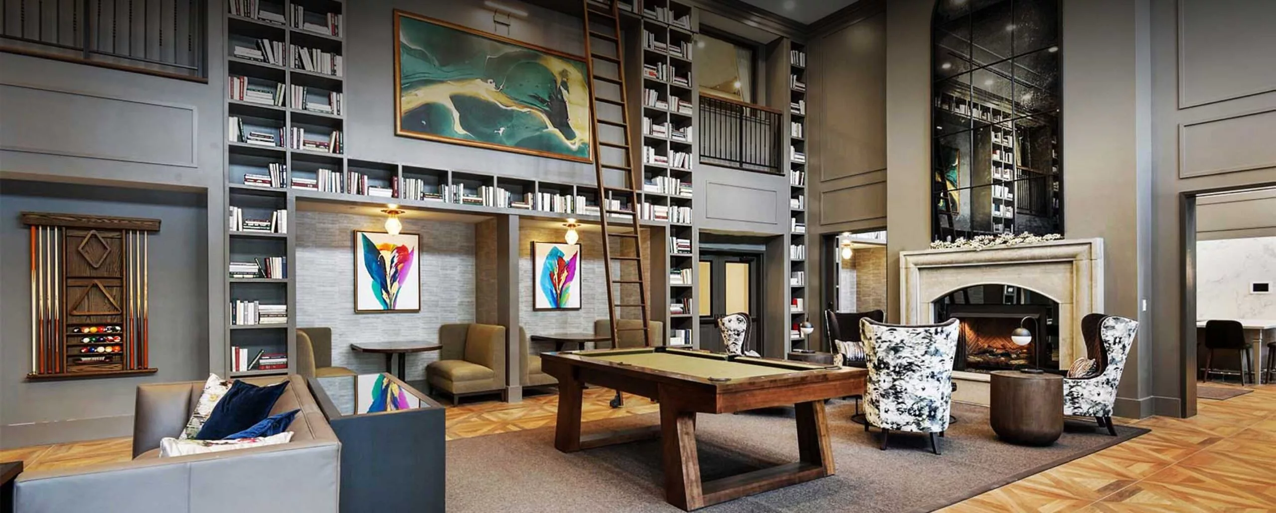 Library with pool table