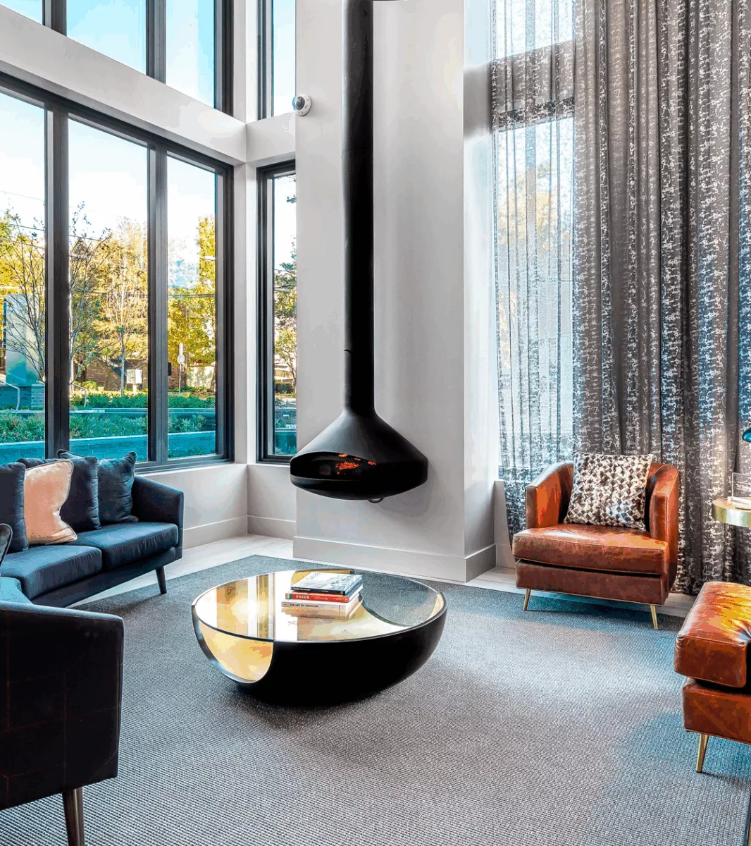 Living room with fire