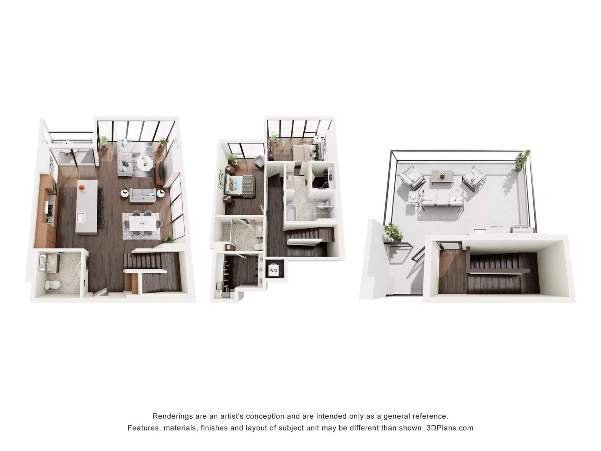 Rendering of the B8TH floor plan with 2 bedroom[s] and 2 bathroom[s] at The Lindley